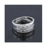 SILVERSHINE,silver plated ring simbol of love decorated of diamond adjustable couple ring for men and women. - None