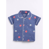 Blue Planets Print Half Sleeve Night Suit-6-9 m