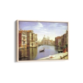 View of the Grand Canal, Venice.In the Background S. Maria della Salute by P. C. Skovgaard Landscape Art-A4 / Museum Canvas Print / Black Frame