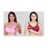 Desiprime - Multicolor Cotton Solid Womens Maternity Bra ( Pack of 2 ) - 40B