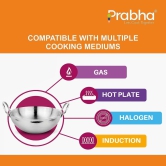 Prabha Stainless Steel New Heavy Gauge Hammered Finish Advanced Heat Dispersion, 1.3 L, Size 200MM, Compatible with Induction & Gas Stove