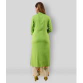 MAUKA - Green Rayon Womens Front Slit Kurti ( Pack of 1 ) - M