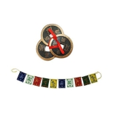 PAYSTORE Combo Of Feng Shui Three Lucky Chinese 2 Coins with Red Ribbon Decorative Showpiece - 5.5 cm