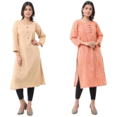 DESHBANDHU DBK - Multicolor Cotton Womens Straight Kurti ( Pack of 2 ) - None