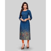 Vbuyz - Blue Rayon Womens Straight Kurti ( Pack of 1 ) - None