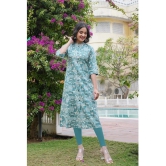 Vbuyz Rayon Printed Front Slit Womens Kurti - Blue ( Pack of 1 ) - None