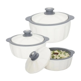 Jaypee White Plastic Serve Casserole ( Set of 3 , 3500 mL ) - White