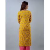 Doriya Rayon Printed 3/4th Sleeves Straight Yellow Kurti Single - None