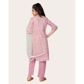 Kid Girls Designer Cotton Printed Top Bottom With Dupatta Pink-Pink / 9 - 10 Years