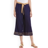 Women Navy Blue Solid Culottes