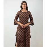 MAUKA - Brown Rayon Women's Straight Kurti ( Pack of 1 ) - None