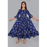 Smien Rayon Printed Anarkali Womens Kurti - Blue ( Pack of 1 ) - None