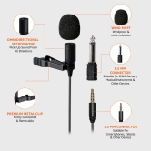 Boya By-M1 Auxiliary Lavalier Microphone Lapel Clip-on Microphone, Omnidirectional Electret Condenser Mic, TRRS 3.5mm Jack, 6.7 Meter Extreme-Long Cable, For Smartphones, DSLR, Camcorders (Black)