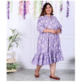 Swasti Cotton Blend Printed Anarkali Womens Kurti - Purple ( Pack of 1 ) - None