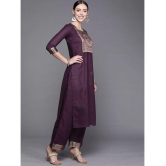 Estela - Wine Straight Cotton Women's Stitched Salwar Suit ( Pack of 1 ) - None