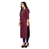 Lerkiza - Maroon Cotton Womens Straight Kurti ( Pack of 1 ) - XXL