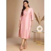 Janasya Silk Blend Solid Straight Womens Kurti - Pink ( Pack of 1 ) - None