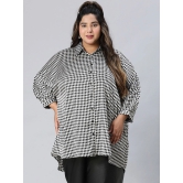 Oxolloxo Plus Size Relaxed Boxy Gingham Checked Casual Shirt