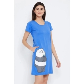 Clovia Blue Cotton Womens Nightwear Night Dress ( Pack of 1 ) - None