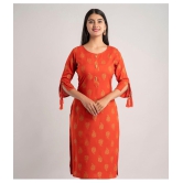 MAUKA - Orange Rayon Womens Straight Kurti ( Pack of 1 ) - None