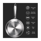 Milton Pro Cook Triply Stainless Steel Fry Pan with Lid, 20 cm / 1.2 Litre