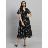 Curvydrobe Georgette Printed Midi Womens Fit & Flare Dress - Black ( Pack of 1 ) - None