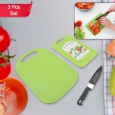 PREMIUM PLASTIC CHOPPING BOARD WITH STEEL KNIFE(3PIECE SET)