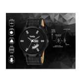 HMTe -  Black Leather Analog Mens Watch