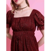 Ketch Polyester Self Design Mini Womens Fit & Flare Dress - Maroon ( Pack of 1 ) - None