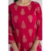 MAUKA - Red Rayon Womens Straight Kurti ( Pack of 1 ) - None