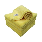 SOFTSPUN Microfiber High Loop Cleaning Cloths, 40x60 cms 5 pcs Towel Set 380 GSM (Yellow). Thick Lint & Streak-Free Multipurpose Cloths.