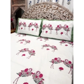 Hand Block Cotton Bedsheet | Flamingo Bedsheet-Super King