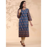 Vbuyz Cotton Printed Straight Womens Kurti - Blue ( Pack of 1 ) - None