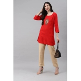 HIGHLIGHT FASHION EXPORT - Maroon Rayon Womens Straight Kurti - XL