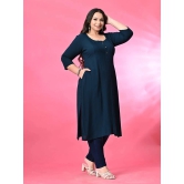 PrettyPlus by Desinoor.com Rayon Solid Straight Womens Kurti - Teal ( Pack of 1 ) - None