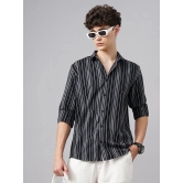 Paul Street Cotton Blend Slim Fit Striped Full Sleeves Mens Casual Shirt - Black ( Pack of 1 ) - None