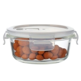 Femora Borosilicate Glass Round Container Camel Black Lunch Box-380ml, Set of 2