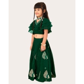 Girls Georgette Embroidered Readymade Lehenga Choli-Green / 3 Years-4 Years