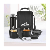 Milton PRO LUNCH,BLACK Stainless Steel Lunch Box 5 - Container ( Pack of 1 )