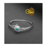 Gilher Fancy American Diamond Green Stone Bracelet With Side Open Lock For Women And Girls - None