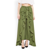 Women Olive Green Flared Solid Palazzos