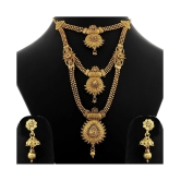 Silver Shine Alloy Golden Choker Traditional Gold Plated Necklaces Set - Golden