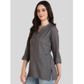 PPTHEFASHIONHUB Rayon Solid Straight Womens Kurti - Grey ( Pack of 1 ) - None