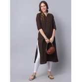 Pistaa - Brown Cotton Women's Straight Kurti ( Pack of 1 ) - None