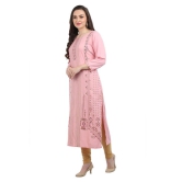 SAAKAA - Pink Rayon Women's Straight Kurti ( Pack of 1 ) - M