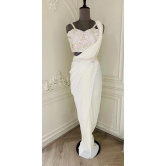 Forst white drape saree-WHITE