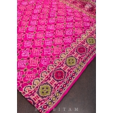 Exclusive Design Multi - Meenakari Jaal Pure Georgette Banarasi Saree with Authentic Hand Bandhej in Pink | SILK MARK CERTIFIED