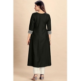 Glomee Rayon Embroidered Straight Women's Kurti - Black ( Pack of 1 ) - None