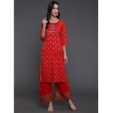 Antaran Rayon Embroidered Kurti With Pants Womens Stitched Salwar Suit - Red ( Pack of 2 ) - None