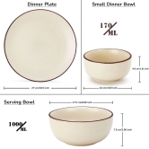 Handcrafted Stoneware Ceramic Dinner Set, 10 Pieces Dish Set Serving for 4, Microwave and Dishwasher Safe, Bone-ash Free, Crockery Set for Dining and Gifting, Off white